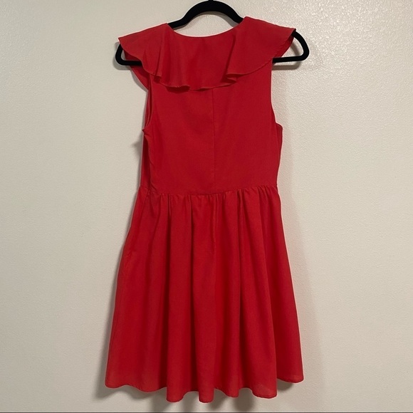 Express ALine Ruffle Dress Coral Size 4 - Picture 5 of 11